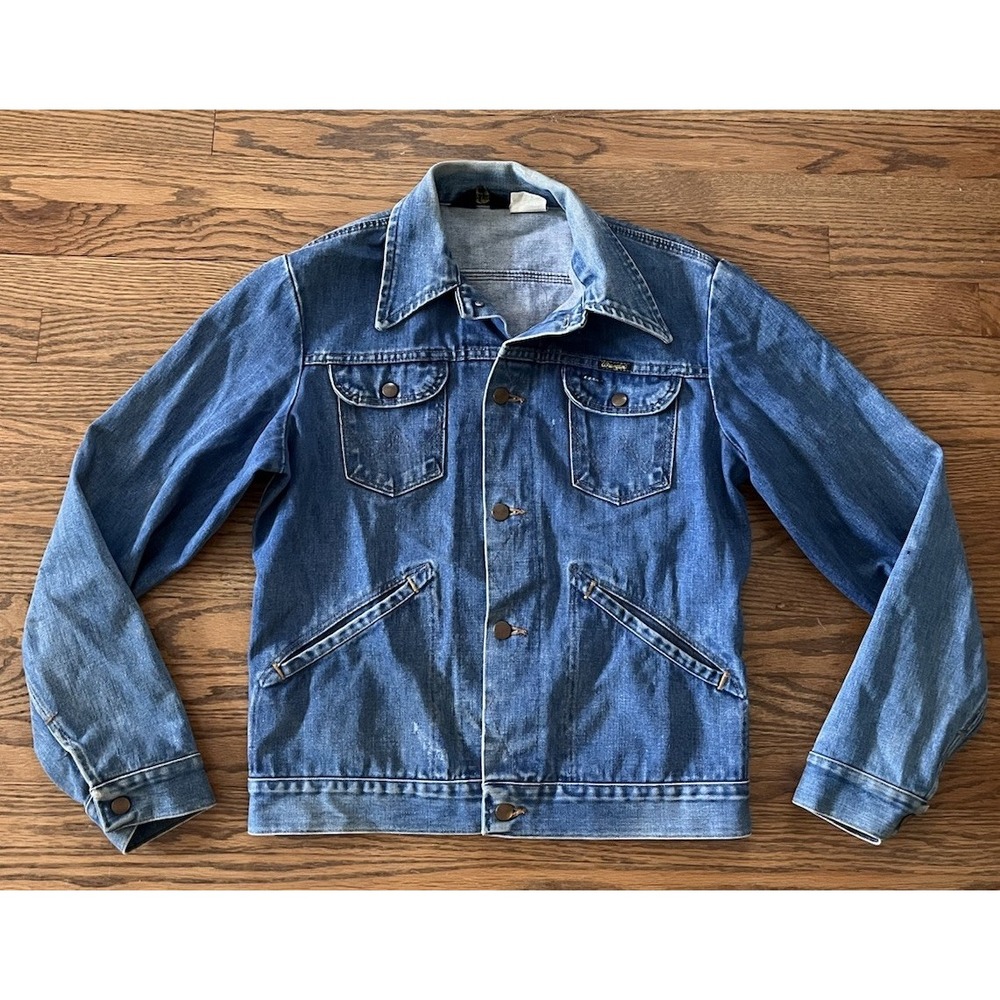 Vintage 1970s Wrangler 126MJ No Fault Denim Jacket Size‎ 42 Cowboy Trucker USA
